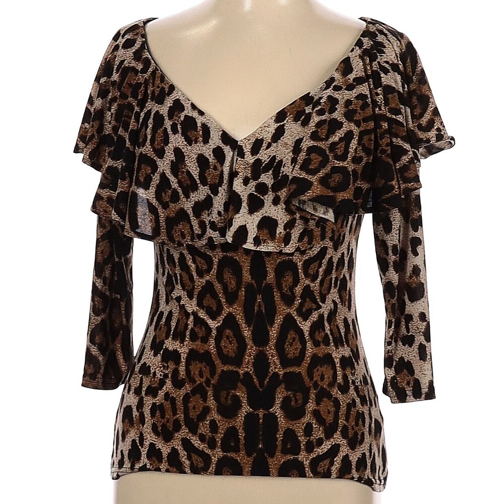 Leopard Off Shoulder Ruffle Bisou Top